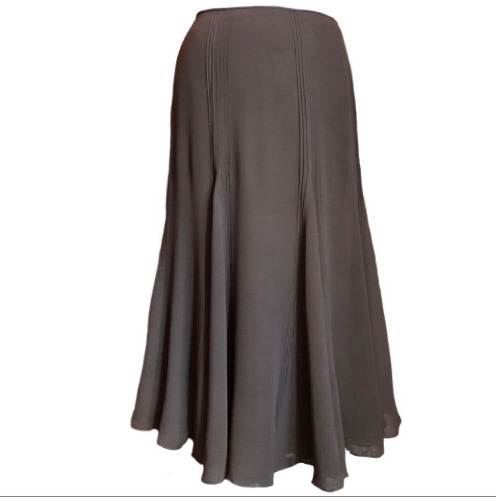 Lauren by Ralph Lauren Brown Silk Maxi Skirt
